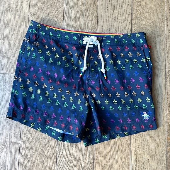 Original Penguin Pride Rainbow Pete Print Swim Short Size 32 - Picture 4 of 10